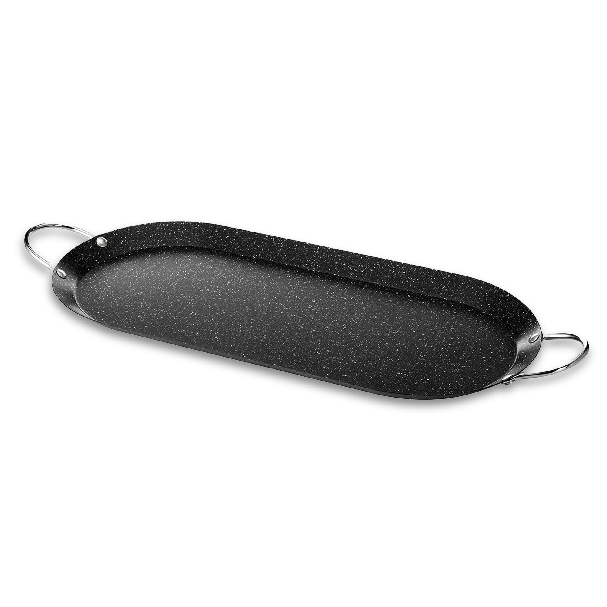 Alpine Cuisine Nonstick Oval Comal 17.5x8-Inch - Black Carbon Steel  Tortilla Comal with Single Handle - Durable, Heavy Duty Comal for Cooking 