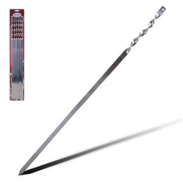 Alpine Cuisine Barbecue Skewers Stainless Steel 6pc Set with Twist Handle - BBQ Kabob Skewers Best for Grill - Kebab, Marshmallow, Fruit Stick - Great for Camping, Parties - Weddings – Easy to Clean