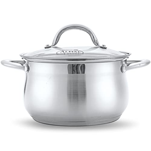 Alpine Cuisine Stainless Steel Dutch Oven with Lid 6.3 Quart & Easy Cool  Handle, Food Grade Stainless Steel Heavy Duty, Commercial Grade Healthy