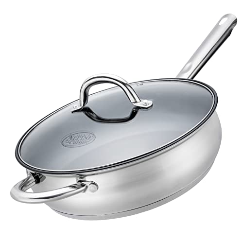 Alpine Cuisine Stainless Steel Saute Pan 10in Nonstick Coating, Belly