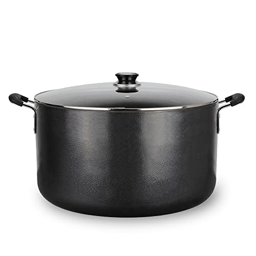 Alpine Cuisine 38 Quart Non-stick Stock Pot with Tempered Glass Lid and  Carrying Handles, Multi-Purpose Cookware Aluminum Dutch Oven for Braising, 