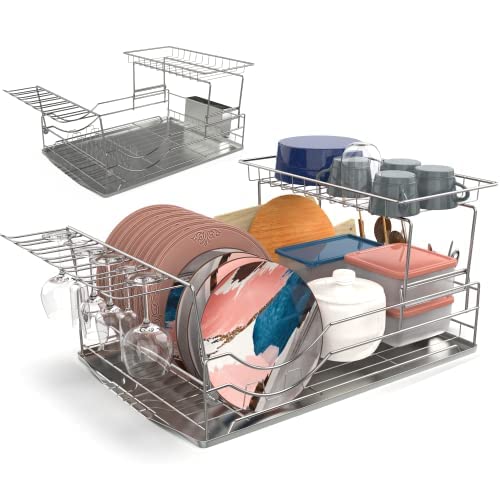 Hamilton Beach Stainless Steel Dish Drying Rack 2 Tier and Cutlery Hol