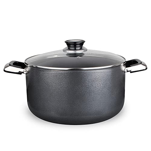 Alpine Cuisine 8.5 Quart Non-stick Stock Pot with Tempered Glass Lid and  Carrying Handles, Multi-Purpose Cookware Aluminum Dutch Oven for Braising