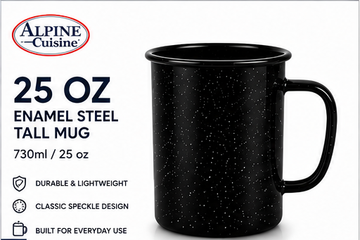 Alpine Cuisine Enamel Steel Dark Blue Speckle Tall Mug 25oz - Both Hot & Cold Beverage Coffee Mug for Office & Home, Dishwasher Safe & Microwave Safe, Tall Coffee Mug for Coffee, Tea, Cappuccino