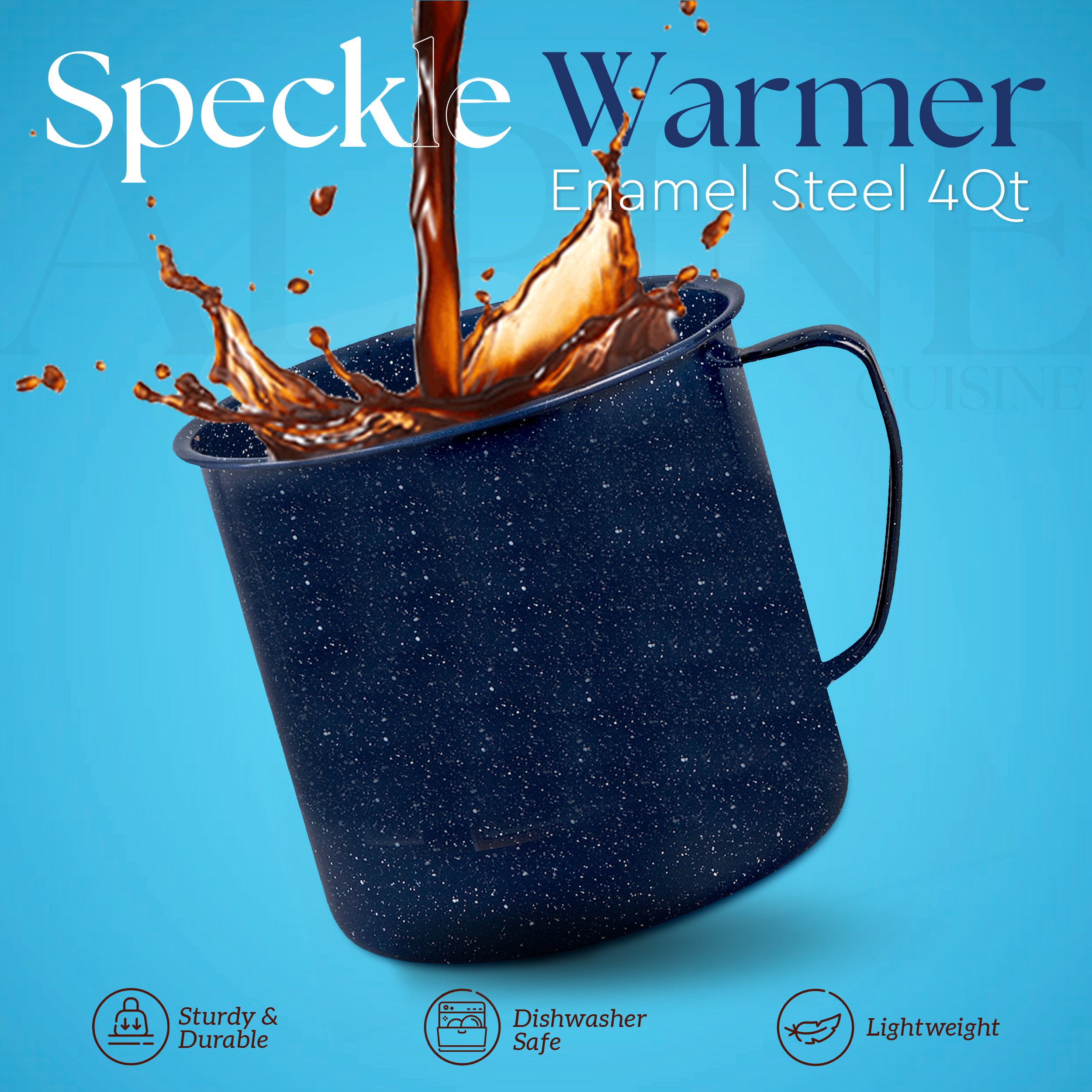 Alpine Cuisine Enamel Steel Dark Blue Speckle Warmer 4qt - Both Hot &