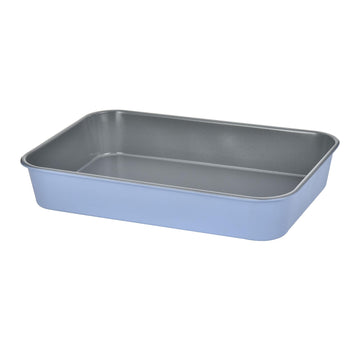Alpine Cuisine Rectangular Baking Pan, 0.6mm Carbon Steel Cake Pan & Roaster, Non-Stick Ceramic Ovenware, 9.4” x 13.5”, Chambray Blue