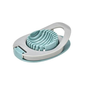 Alpine Cuisine Plastic Egg Cutter, Compact Manual Slicer for Hard Boiled Eggs, Fruit & Mushrooms, Durable Kitchen Gadget, Teal & Grey