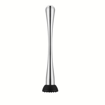Alpine Cuisine 8.5-Inch Stainless Steel Cocktail Muddler - Professional Bar Tool with Grooved Nylon Head - Durable Drink Crusher for Mojitos, Old Fashioneds, and Infusing Fruits & Herbs - Silver