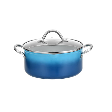 Alpine Cuisine 5QT Aluminum Forged Dutch Oven with Lid – Grey Ceramic Nonstick Coating, PFOA-Free, Glass Lid with Stainless Steel Handles, Even Heat Distribution Cooking Pot for Soup, Stew & Braising