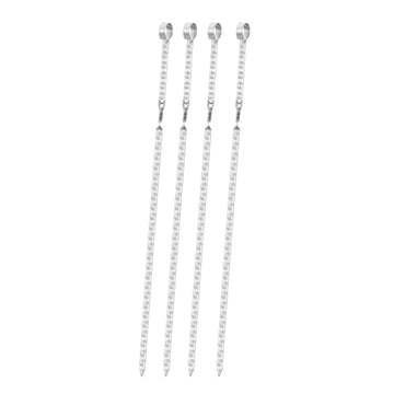 Alpine Cuisine Set of 4 Stainless Steel BBQ Skewers, 23.5-Inch Flat Metal Grilling Skewers for Shish Kebab & Kabob, Reusable Barbecue Skewers
