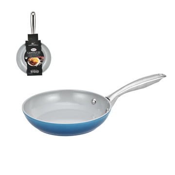 Alpine Cuisine 8-Inch Forged Aluminum Fry Pan – Gray Ceramic Nonstick Coating, Durable Skillet with Stainless Steel Handle, Even Heat Distribution, Ideal for Eggs, Omelets & Small Meals