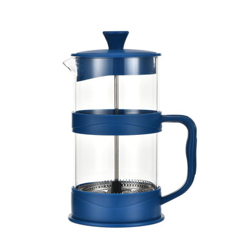 Alpine Cuisine 1L Glass French Press Coffee Maker, Stainless Steel Plunger & Heat-Resistant Borosilicate Carafe, Manual Coffee & Tea Brewer, Blue