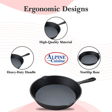 Alpine Cuisine Fry Pan 6-Inch Nonstick Coating Gray, Frying Pans Nonstick  for Stove with Stay Cool & Comfortable Handle, Durable Nonstick Cookware