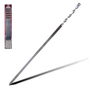 Alpine Cuisine Barbecue Skewers Stainless Steel 6pc Set with Twist Handle - BBQ Kabob Skewers Best for Grill - Kebab, Marshmallow, Fruit Stick - Great for Camping, Parties - Weddings – Easy to Clean