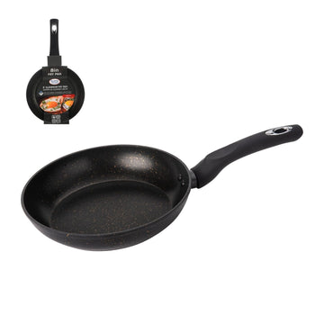 Aramco Imports Inc Alpine Cuisine 8-Inch Forged Aluminum Fry Pan – Nonstick Marble Coating, Induction Bottom, Heat-Resistant Silicone Handle, Black Skillet for Gas, Electric & Induction Cooktops
