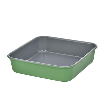 Alpine Cuisine 8-Inch Square Cake Pan – Heavy-Duty Durable Steel Bakeware with Gray Nonstick Coating, Easy-Release, Oven-Safe Baking Pan for Brownies, Cakes, Lasagna & Roasting – Watercress Green