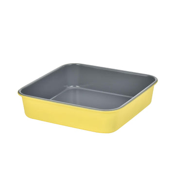 Alpine Cuisine 8 Inch Square Cake Pan with Gray Nonstick Coating,Durable Steel Baking Pan for Brownies, Cakes, Lasagna & Roasting, Easy Release & Easy Clean Bakeware, Lemon Drop Yellow