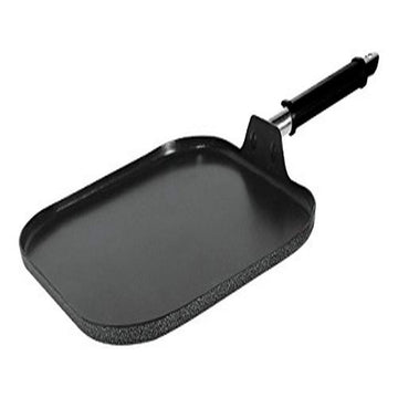 Alpine Cuisine Aluminum Square Griddle Pan 11 Inch Non-Stick Coating- Durable & Scratch Resistant - Soft Touch Bakelite Handle, Suitable for Kitchen Flat Griddle Square Pan, Hand Wash - Black