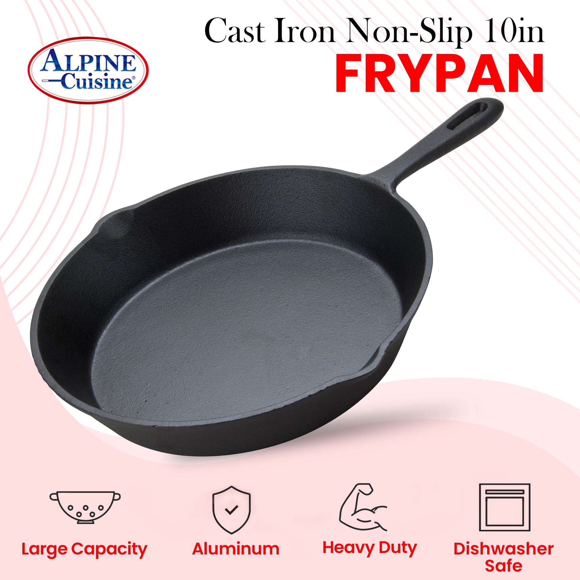 Alpine Cuisine Fry Pan 10-Inch Nonstick Coating Gray, Frying Pans Nonstick  for Stove with Stay Cool & Comfortable Handle, Durable Nonstick Cookware