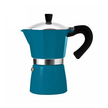 Alpine Cuisine Aluminum Espresso Coffee Maker – 8.5oz Tonal Blue – Moka Pot with Heat-Resistant Handle & Easy Pour Spout – Classic Italian Design for Rich, Aromatic Espresso