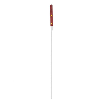 Alpine Cuisine SS BBQ Skewer with Wooden Handle, 0.25x23in, Reusable Stainless Steel, Flat Blade, for Shish Kebab, Grilling, & Roasting