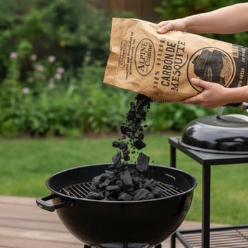 Alpine Cuisine 100% Natural Mesquite Lump Charcoal, 40 lb Bag (18.15 kg), Pure Wood Charcoal for Authentic BBQ Flavor, Ideal for Smoking and Grilling