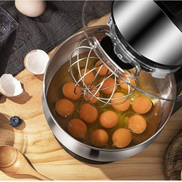 GINSU 6-Speed Electric Stand Mixer, 400W Motor, Stainless Steel Bowl, Whisk, Dough Hooks & Flat Beater, Black Kitchen Mixer