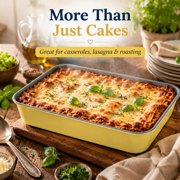 Alpine Cuisine Rectangular Baking Pan, 0.6mm Carbon Steel Cake Pan & Roaster, Non-Stick Ceramic Ovenware, 9.4” x 13.5”, Lemon Drop Yellow