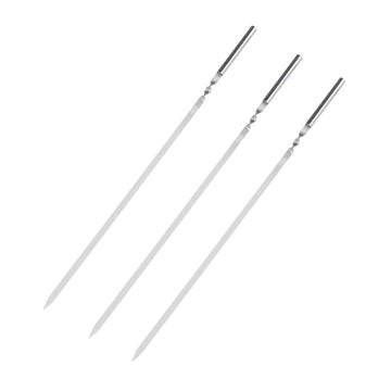 Alpine Cuisine 3-Piece Set of 30-Inch Flat Stainless Steel BBQ Skewers, Extra Long Reusable Metal Grilling Skewers for Kabobs and Roasting