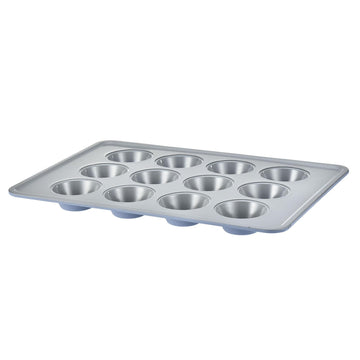Alpine Cuisine 12-Cup Muffin Pan – Gray Nonstick Ceramic Coating, Oven Safe, Easy Release & Durable Bakeware, Chambray Blue