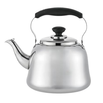 Alpine Cuisine 2-Liter Stainless Steel Tea Kettle – Whistling Stovetop Teapot with Black Heat-Resistant Handle, Durable Mirror Finish, Fast Boiling Water for Tea & Coffee