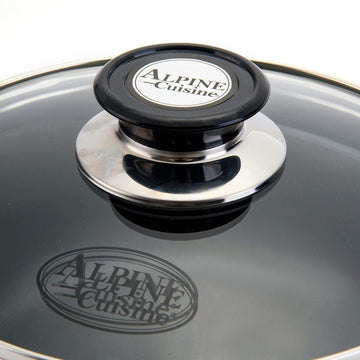 Alpine Cuisine 16-Piece Nonstick Aluminum Cookware Set - Heavy-Duty 2.5mm Pots and Pans with 3Qt, 6Qt, & 10Qt Dutch Ovens, 11" Wok, 10" Fry Pan, Tempered Glass Lids & Utensils - Red