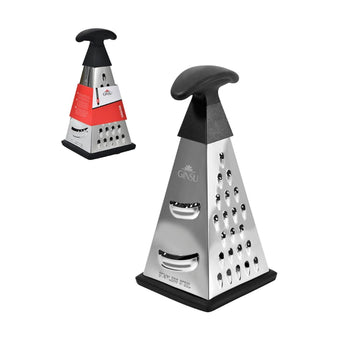 GINSU 4-Sided Stainless Steel Box Grater, 8-Inch Multi-Function Shredder for Cheese, Vegetables, Spices & Chocolate, Pyramid Design with Non-Slip Base, Dishwasher Safe, Durable Kitchen Tool