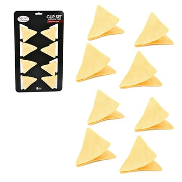 Alpine Cuisine Set of 8 Triangle Chip Bag Clips - Playful Realistic Snack Sealing Clips for Airtight Food Storage & Freshness - 12g Lightweight Plastic