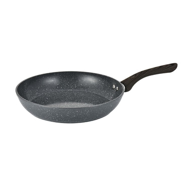 Alpine Cuisine 12-Inch Aluminum Forged Fry Pan, Gray Marble Ceramic Nonstick Coating, Wood-Look Handle, Even Heat Skillet for Healthy Cooking