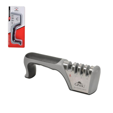 GINSU Knife Sharpener 9in, Quick & Easy Sharpening Rods, Non-Slip Handle, Heavy-Duty Stainless Steel System for Kitchen Blades