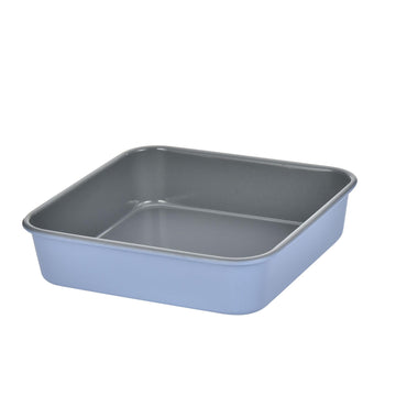 Alpine Cuisine 8 Inch Square Cake Pan with Gray Nonstick Coating,Durable Steel Baking Pan for Brownies, Cakes, Lasagna & Roasting, Easy Release & Easy Clean Bakeware,Chambray Blue