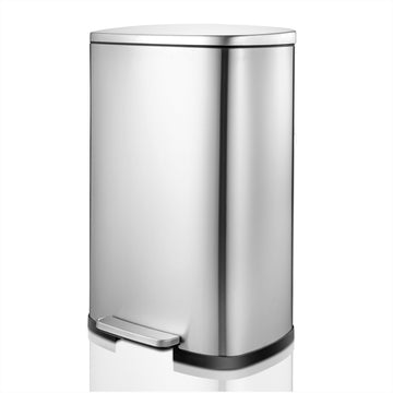 Stainless Steel Step Trash Bin - 13 Gallon (50L) Rectangular Pedal Bin with Soft Close Lid & Removable Inner Bucket, Fingerprint-Resistant Kitchen Trash Can, Ideal for Home, Office, or Commercial Use