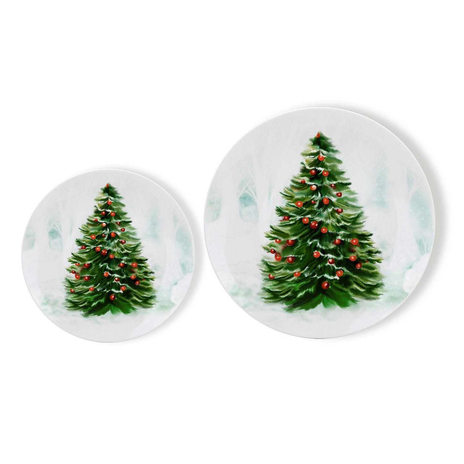 Exquisite Alpine Cuisine New Bone China Plates 7pc Set 8 & 10.5 Inches with Festive Stand Christmas Design | Complete Table Setting & Stylish Packaging | Perfect Gift for Cherished Holiday Memories