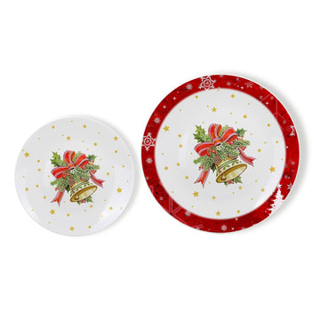 Exquisite Alpine Cuisine New Bone China Plates 7pc Set 8 & 10.5 Inches with Festive Christmas Design | Complete Table Setting & Stylish Packaging | Perfect Gift for Cherished Holiday Memories