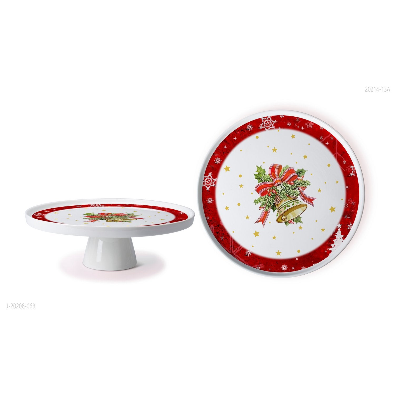 Alpine Cuisine New Bone China Serving Platters 11-inch with Elegant White Finish & Christmas Serving Platters Color Box for Versatile Display Table Stand | Perfect for Special Occasions & Easy Clean