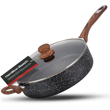 Nonstick Frying Pan/Skillet Granite Stone 10'' Chef's Pan with Lid