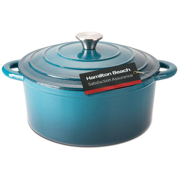 SHYIS 5.5 Quart Enameled Cast Iron Dutch Oven,2-In-1 Enamel Dutch Oven with  Skillet Lid for Grill,Stovetop,Induction (Klein Blue)