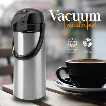 Alpine Cuisine Stainless Steel Thermos Vacuum 1.9-L Glass Liner Hand Pressed with Plastic Handle & Lid, Sports drinks jug flask for Water Coffee Tea, Comfortable & Lightweight, Hot & Cold Beverage