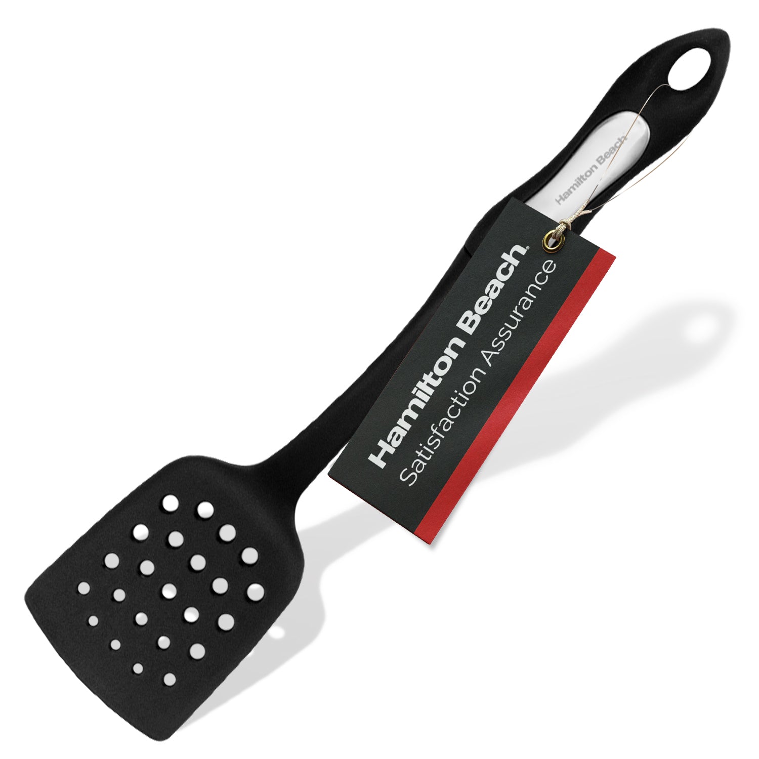 Hamilton Beach Slotted Spatula Turner Hard Plastic Heat-Resistant 14in Soft-Touch Ergonomic Handle Heavy Duty, Spatulas Turner for Vegetables & Flipping, Fish, Eggs, Pancakes, & Cookies (Black)