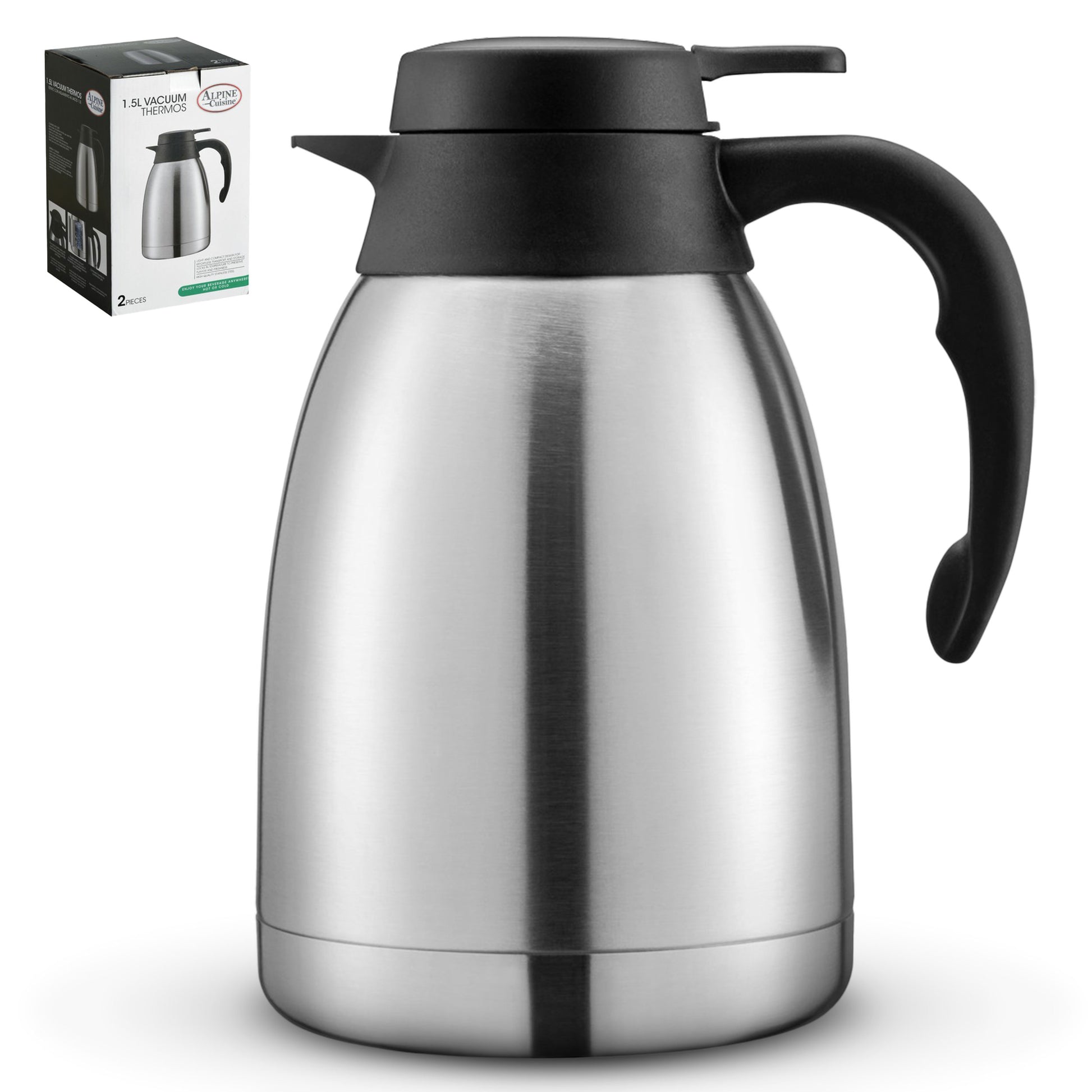 Alpine Cuisine Stainless Steel Thermos Vacuum 2.5-L Hand Pressed