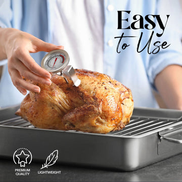 Alpine Cuisine Turkey Tool 4 Pc Set with Meat Thermometer Marinade Brush Turkey Baster for Cooking BBQ Injector | Easy To Clean & Durable Blister Card Packing | Suitable for Home Poultry Beef Chicken