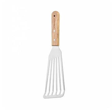 Hamilton Beach Stainless Steel Fish Spatula with Wooden Handle - Slotted Turner for BBQ Grilling, 12 Inch