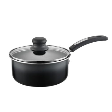 Hamilton Beach 2.3 Qt Nonstick Saucepan with Lid, 2.5mm Aluminum Pot, Soft-Touch Handle, Gray & Black, Even Heat Cooking Sauce Pan for Kitchen