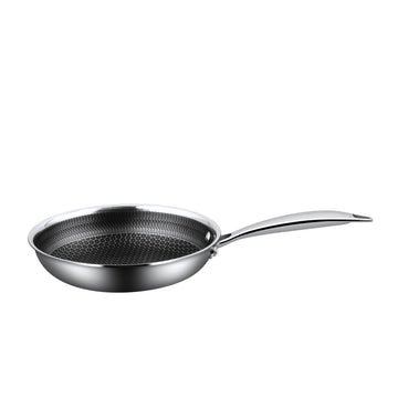 Hamilton Beach 8-Inch SS Honeycomb Fry Pan, Etching Coating Inside, Mirror Polished Stainless Steel Exterior, Nonstick Skillet for Easy Cooking and Cleaning, Durable and Stylish Kitchen Cookware